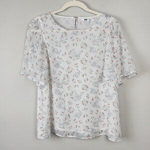 Uniqlo and Disney collab blouse sz XS women Beauty and the Beast short sleeve